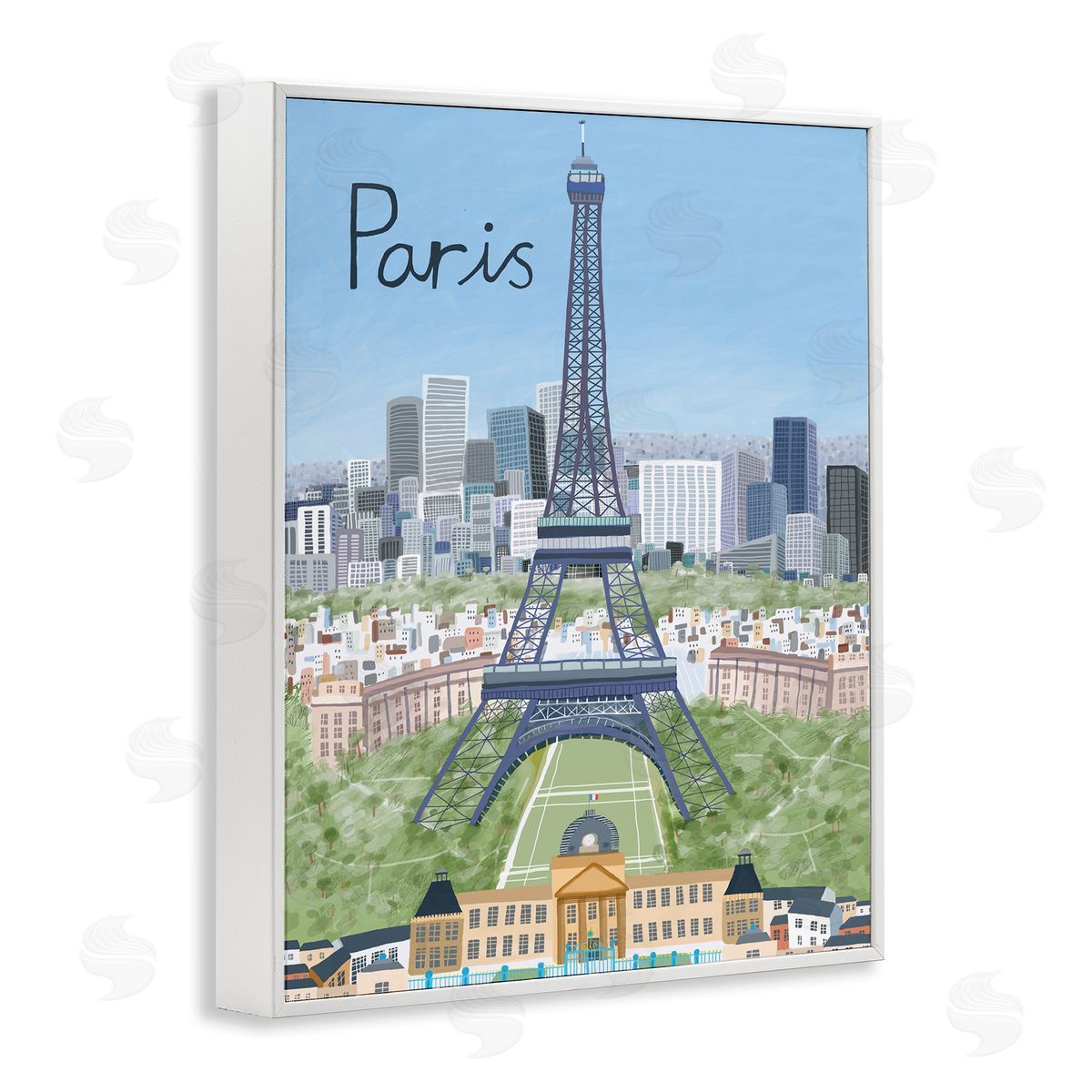 Colorful Paris France Landmarks White Frame Print Wall Art, Home Decor by Carla Daly