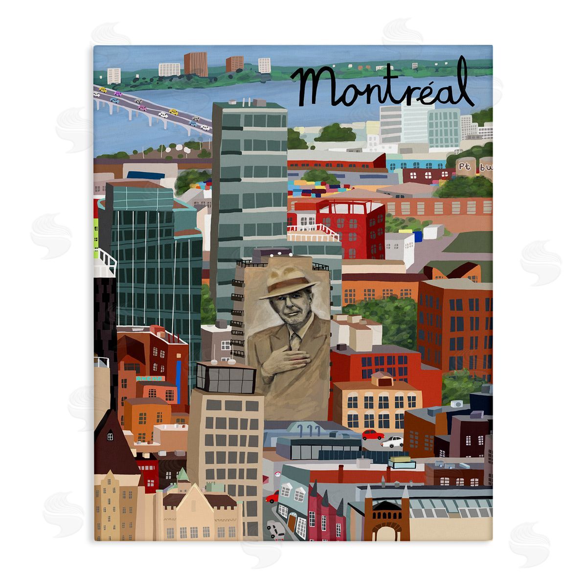 Colorful Montreal Canada Landmarks Canvas Wall Art, Home Decor by Carla Daly