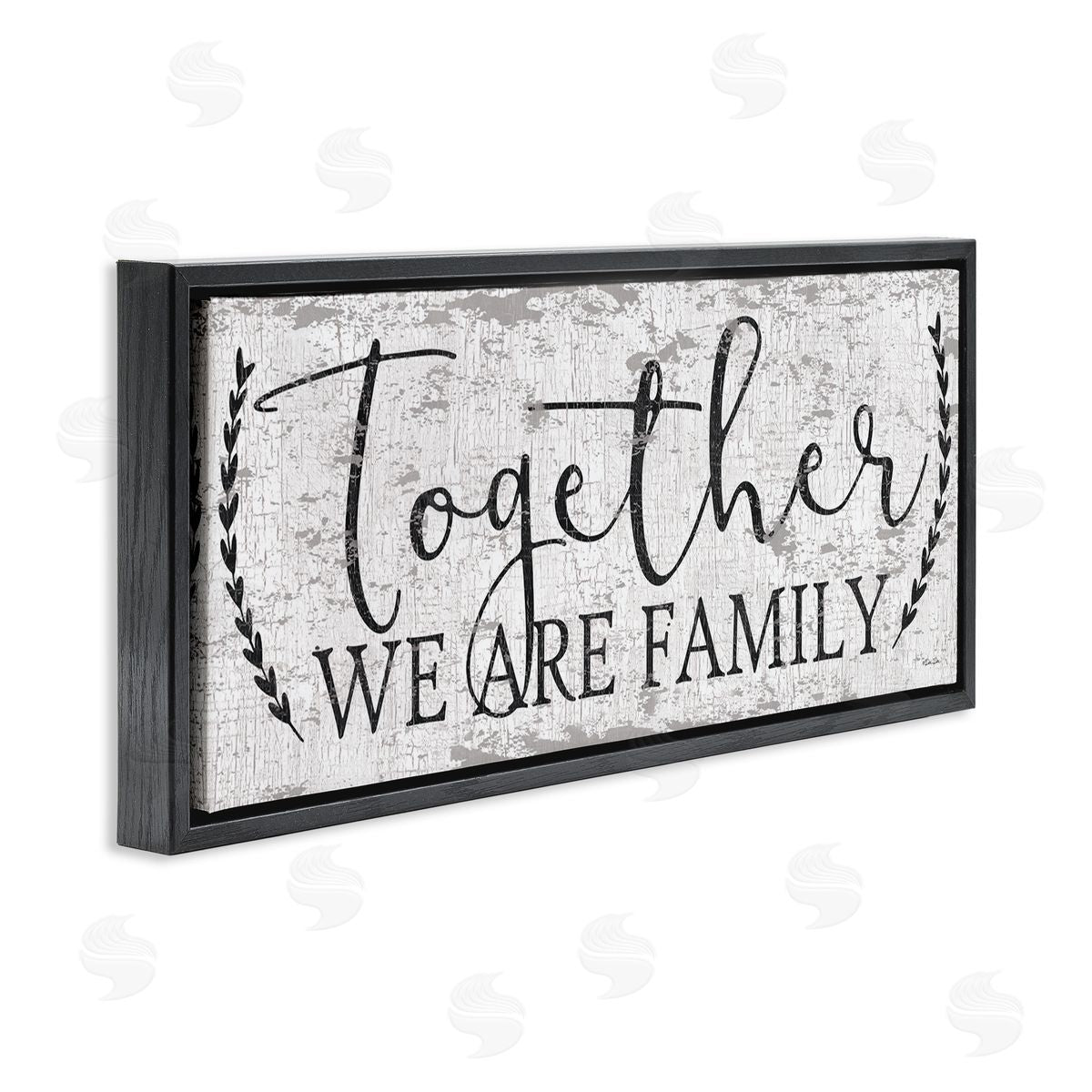 Distressed Together We are Family Black Floating Frame Canvas Wall Art, Home Decor by Dee Dee