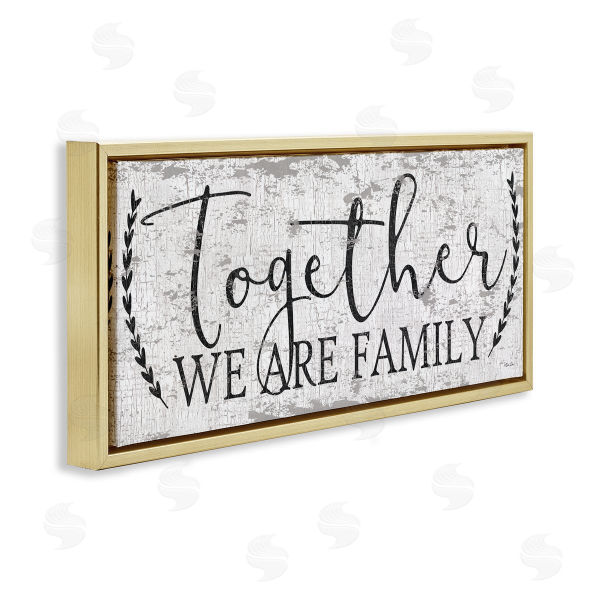 Distressed Together We are Family Gold Floating Frame Canvas Wall Art, Home Decor by Dee Dee