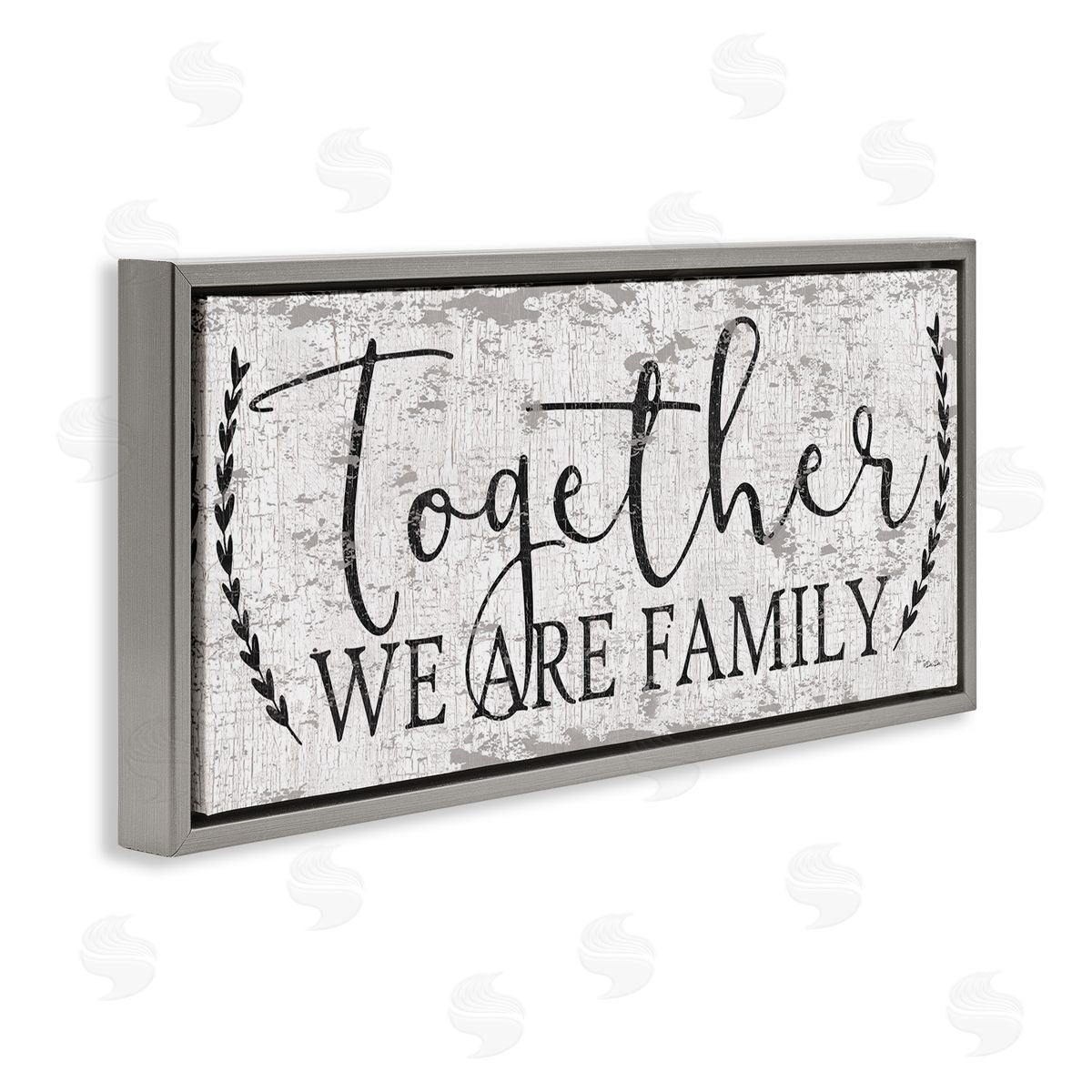 Distressed Together We are Family Grey Floating Frame Canvas Wall Art, Home Decor by Dee Dee
