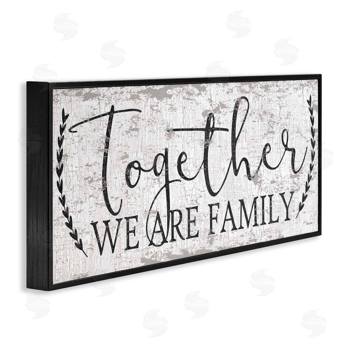 Distressed Together We are Family Black Frame Print Wall Art, Home Decor by Dee Dee