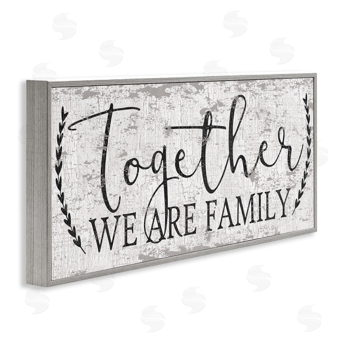 Distressed Together We are Family Grey Frame Print Wall Art, Home Decor by Dee Dee