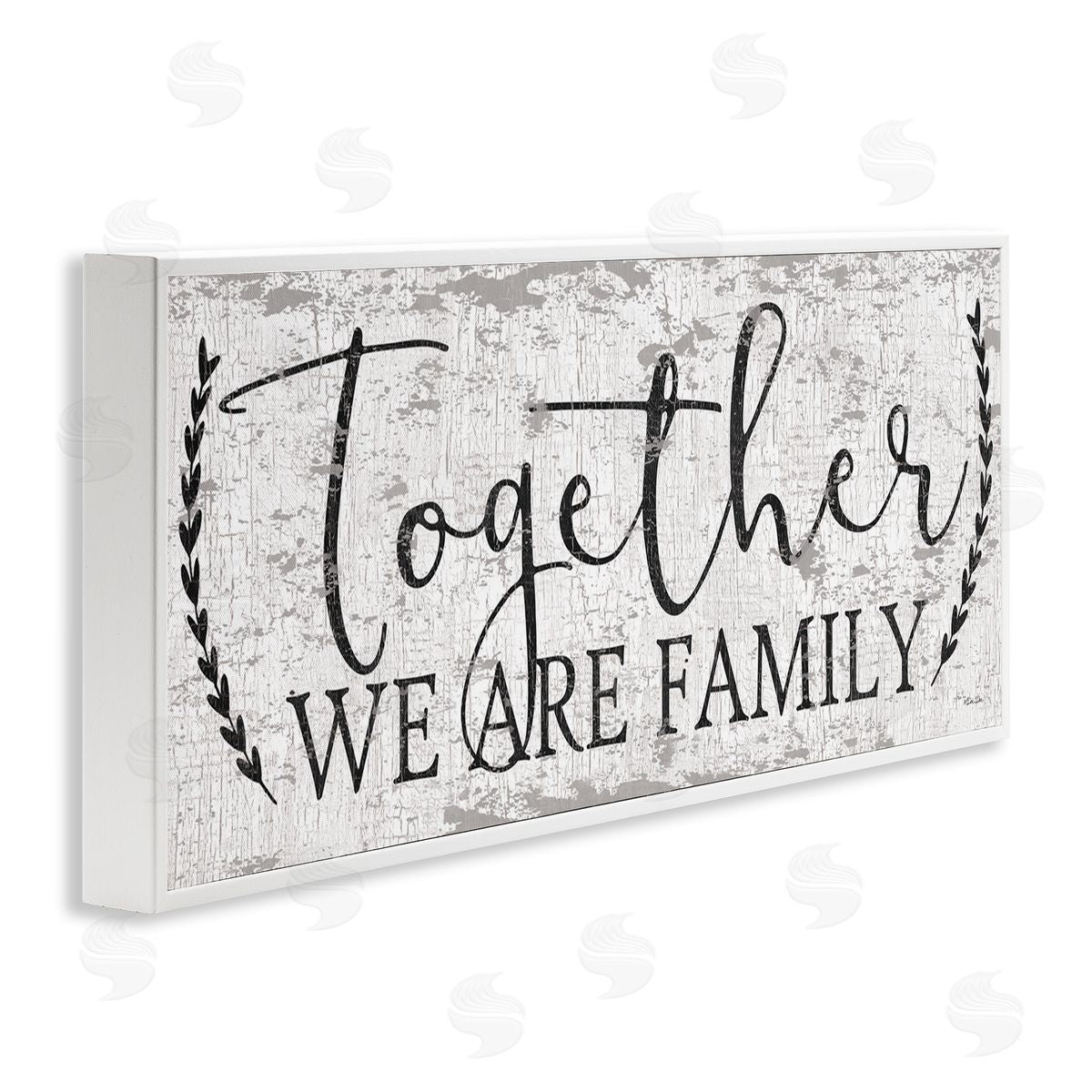 Distressed Together We are Family White Frame Print Wall Art, Home Decor by Dee Dee