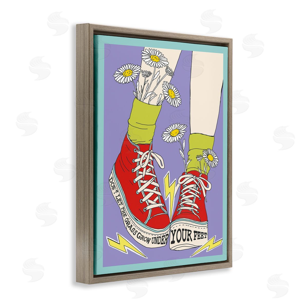 Don't Let Grass Grow Under Feet Brown Floating Frame Canvas Wall Art, Home Decor by Sangita Bachelet