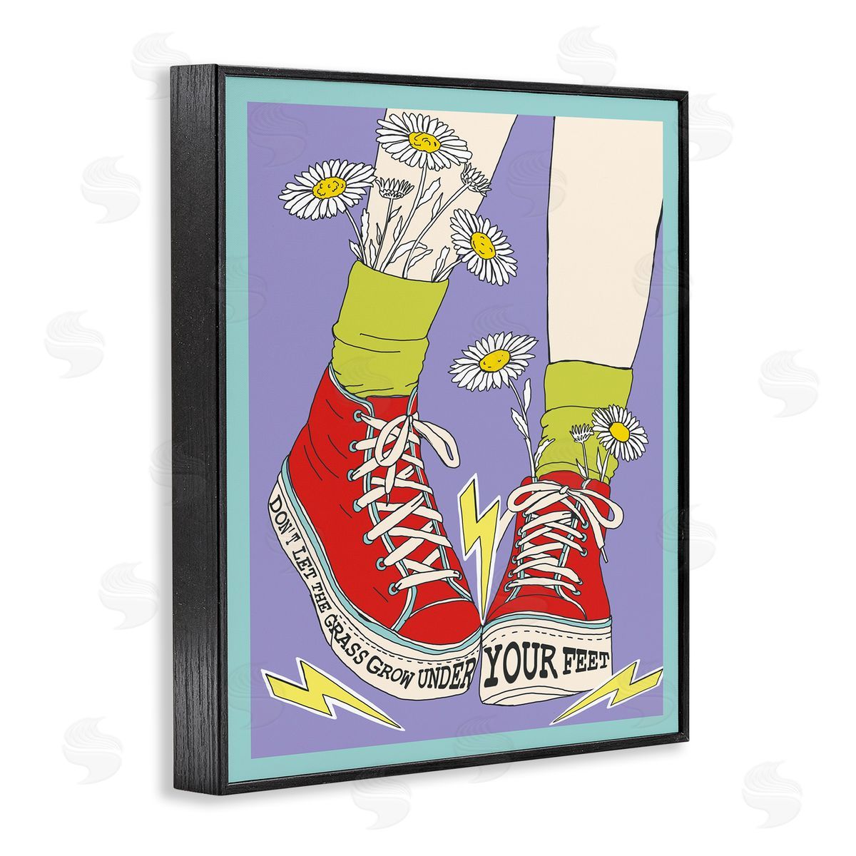 Don't Let Grass Grow Under Feet Black Frame Print Wall Art, Home Decor by Sangita Bachelet