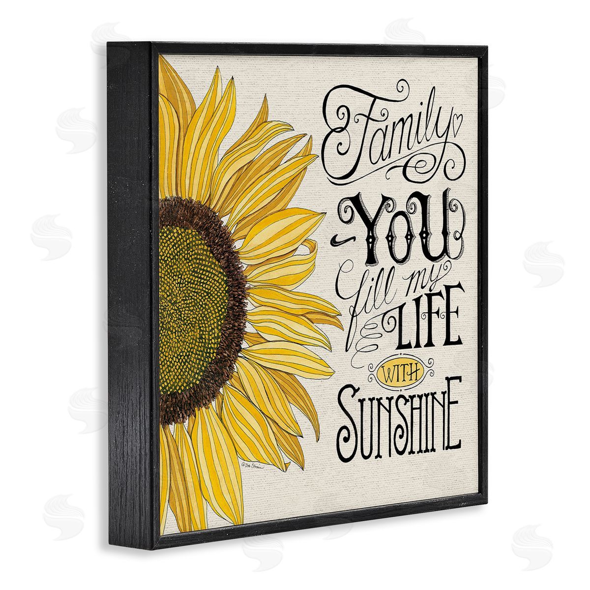 Inspiring Sunflower Family Phrase Black Frame Print Wall Art, Home Decor by Deb Strain