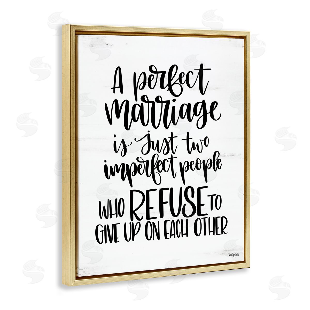 Perfect Marriage Imperfect People Gold Floating Frame Canvas Wall Art, Home Decor by Imperfect Dust