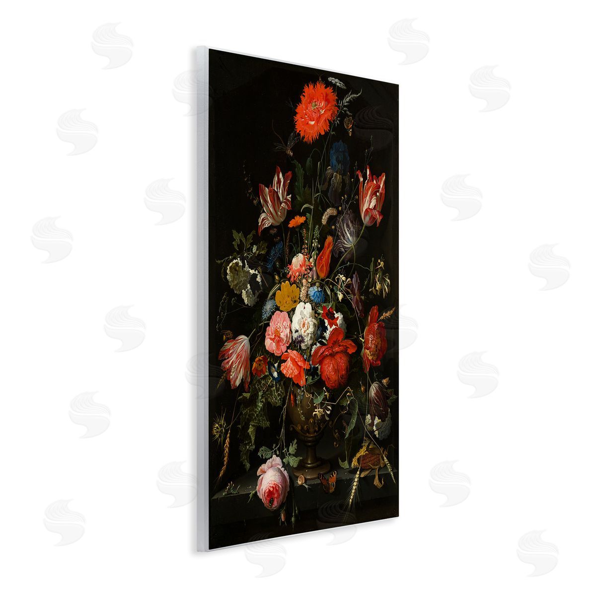 Flowers in Metal Vase Wood Plaque Wall Art, Home Decor by Abraham Mignon