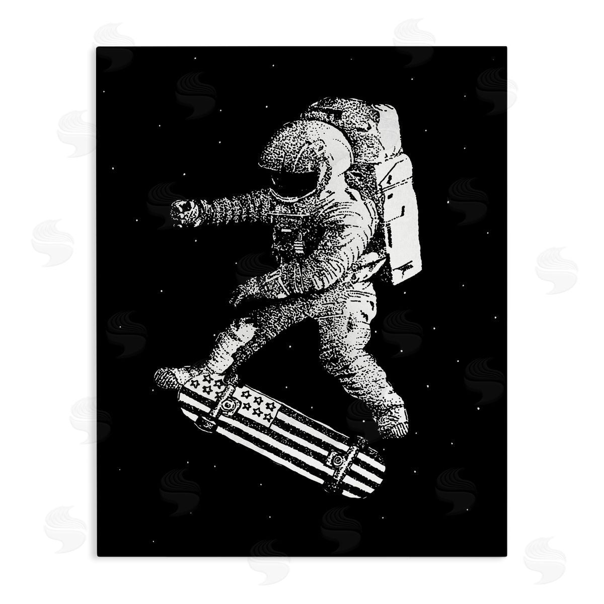 USA Astronaut Skateboarding Canvas Wall Art, Home Decor by Robert Farkas