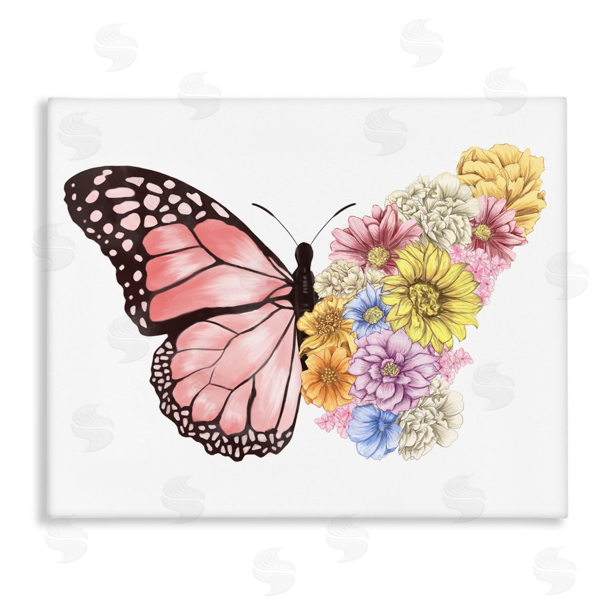 Butterfly Floral Bouquet Wing Canvas Wall Art, Home Decor by Ziwei Li