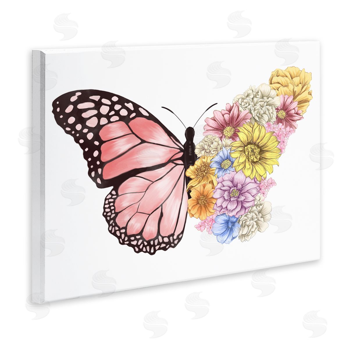 Butterfly Floral Bouquet Wing Wood Plaque Wall Art, Home Decor by Ziwei Li
