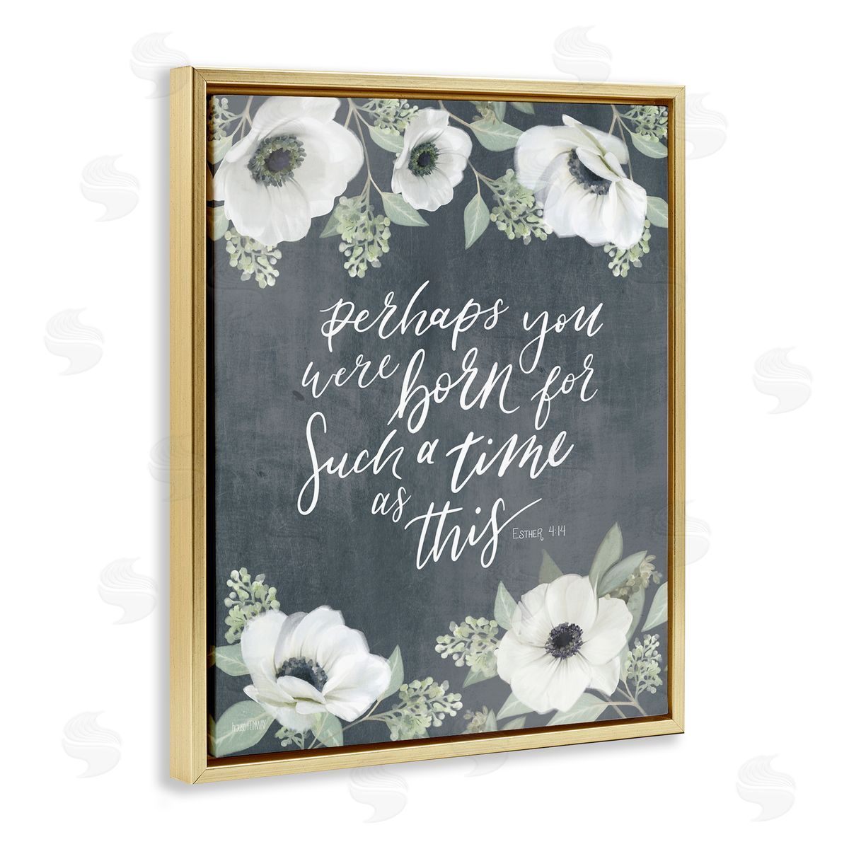 Born for Such Time Poppies Gold Floating Frame Canvas Wall Art, Home Decor by House Fenway