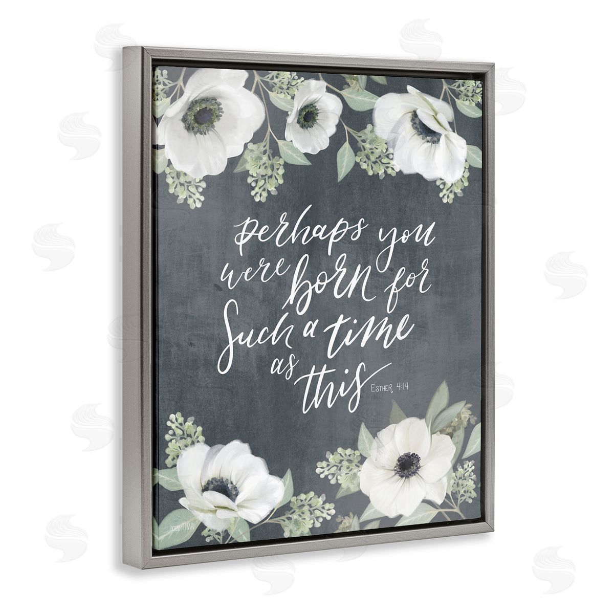 Born for Such Time Poppies Grey Floating Frame Canvas Wall Art, Home Decor by House Fenway