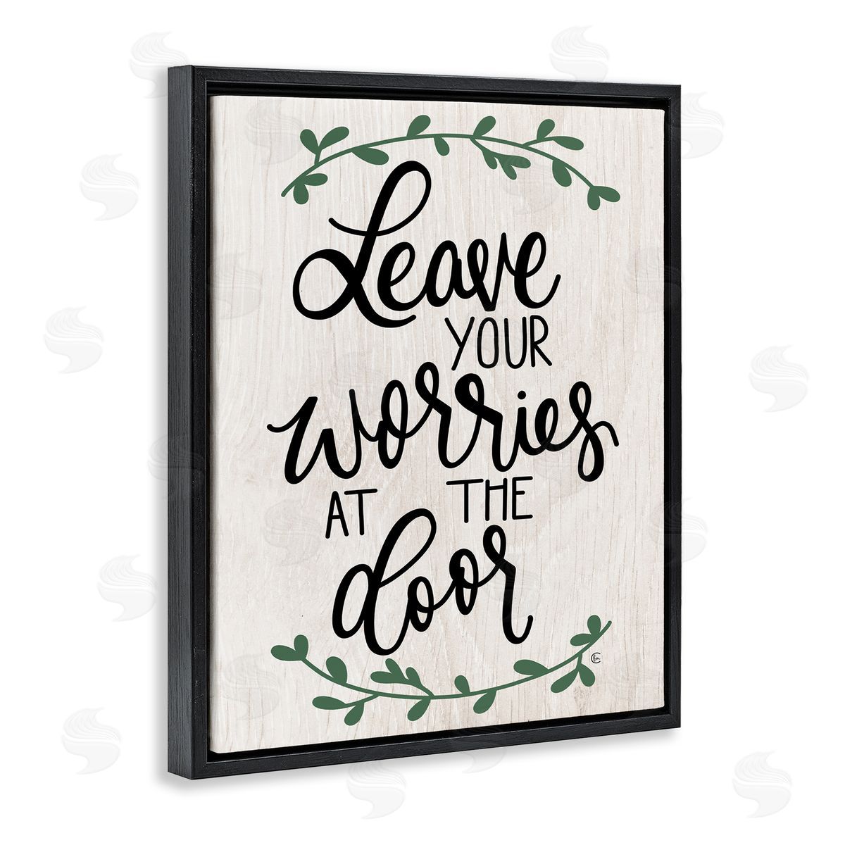 Worries at Door Family Greeting Black Floating Frame Canvas Wall Art, Home Decor by Fearfully Made Creations