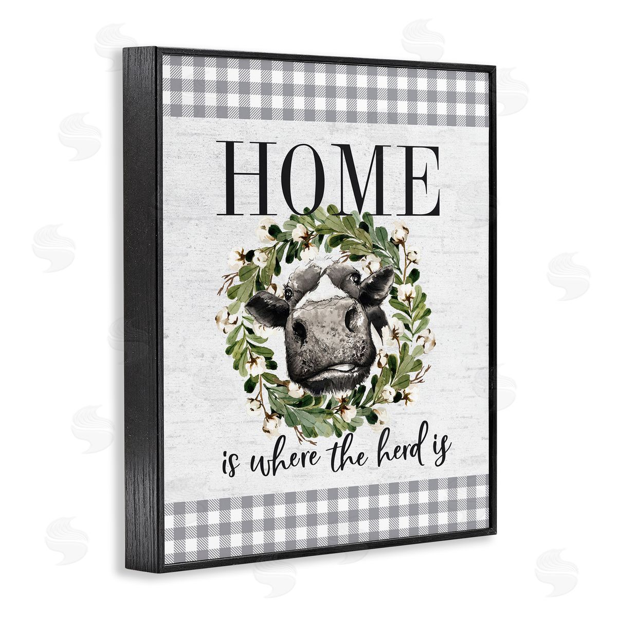 Home's Where the Herd Is Black Frame Print Wall Art, Home Decor by Lettered and Lined