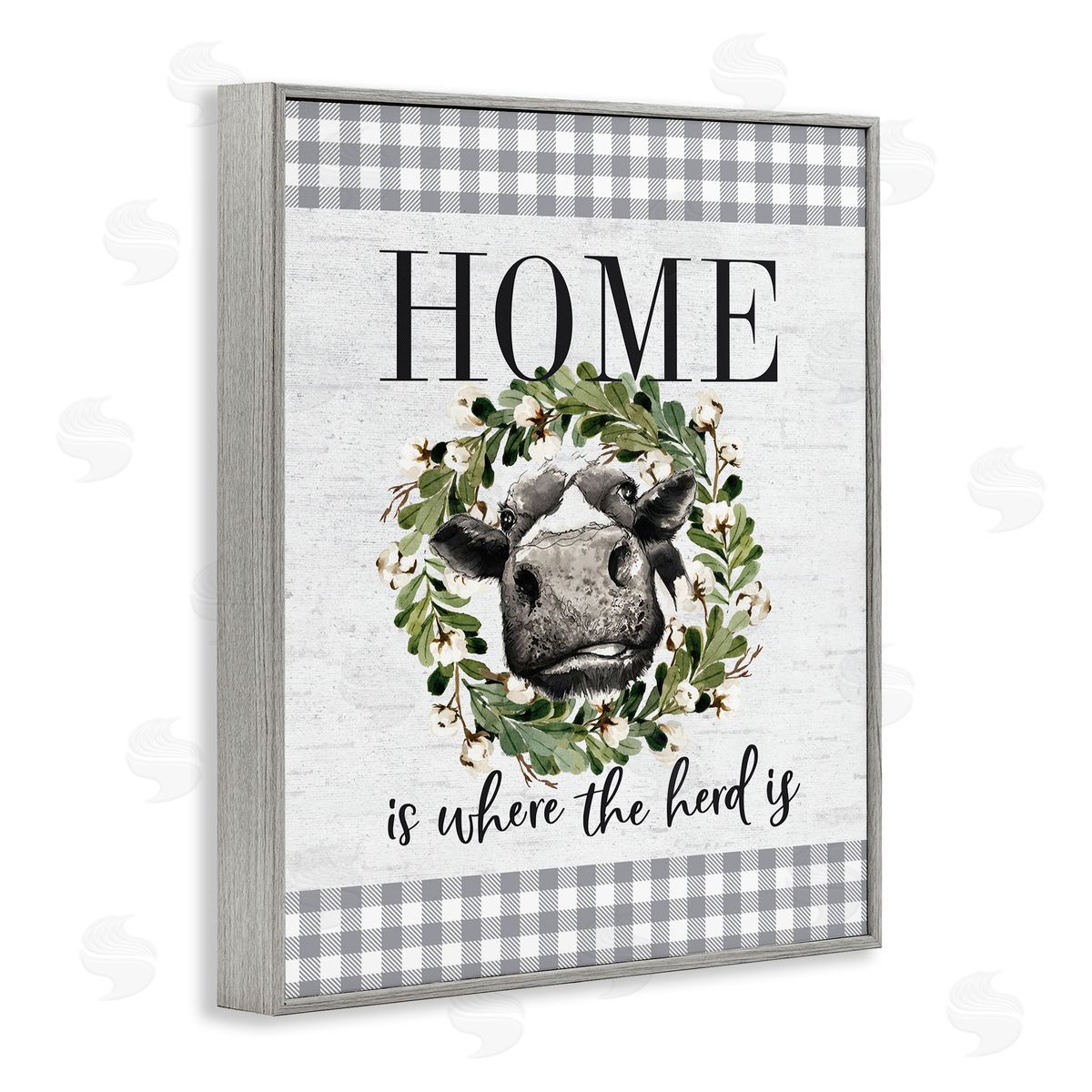 Home's Where the Herd Is Grey Frame Print Wall Art, Home Decor by Lettered and Lined
