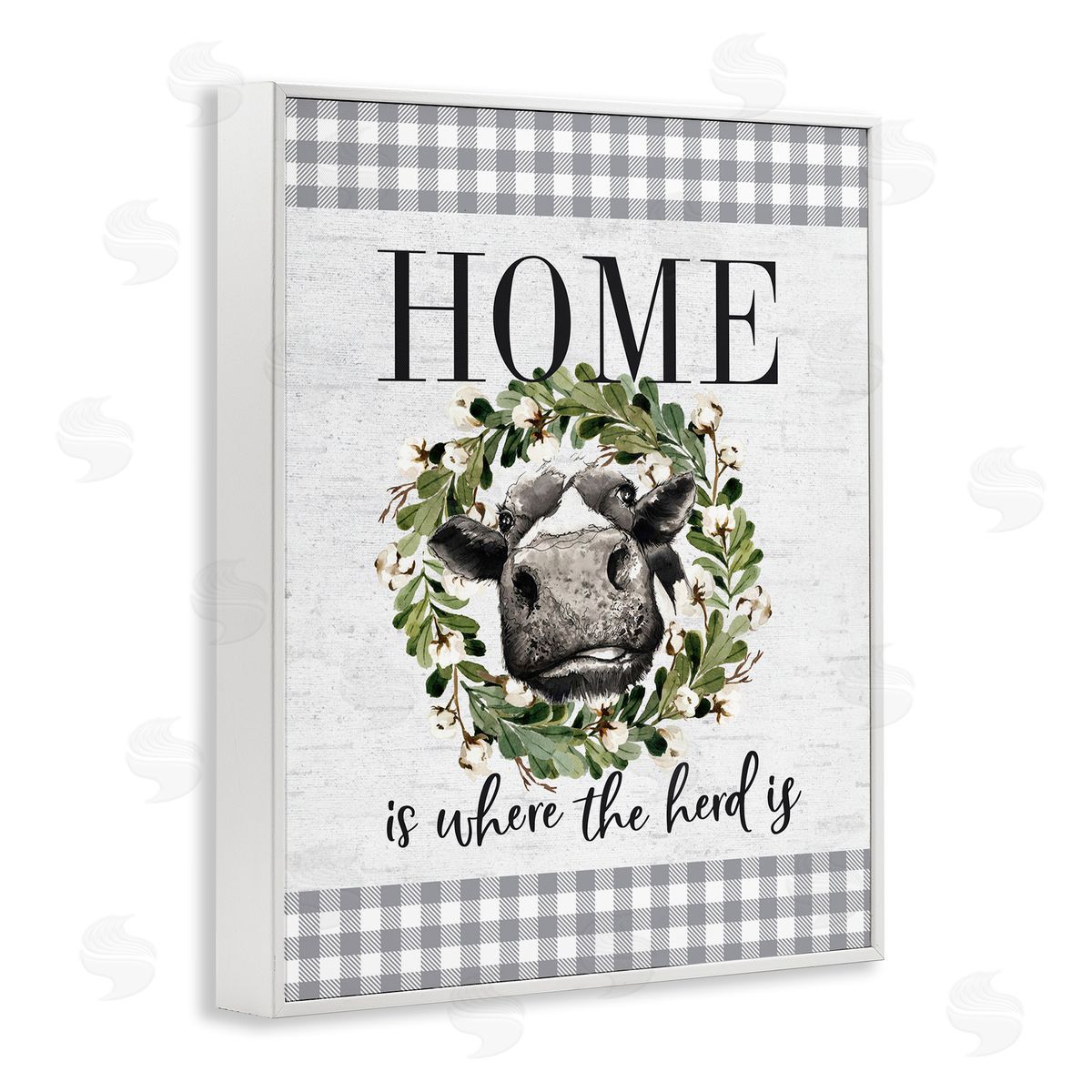 Home's Where the Herd Is White Frame Print Wall Art, Home Decor by Lettered and Lined