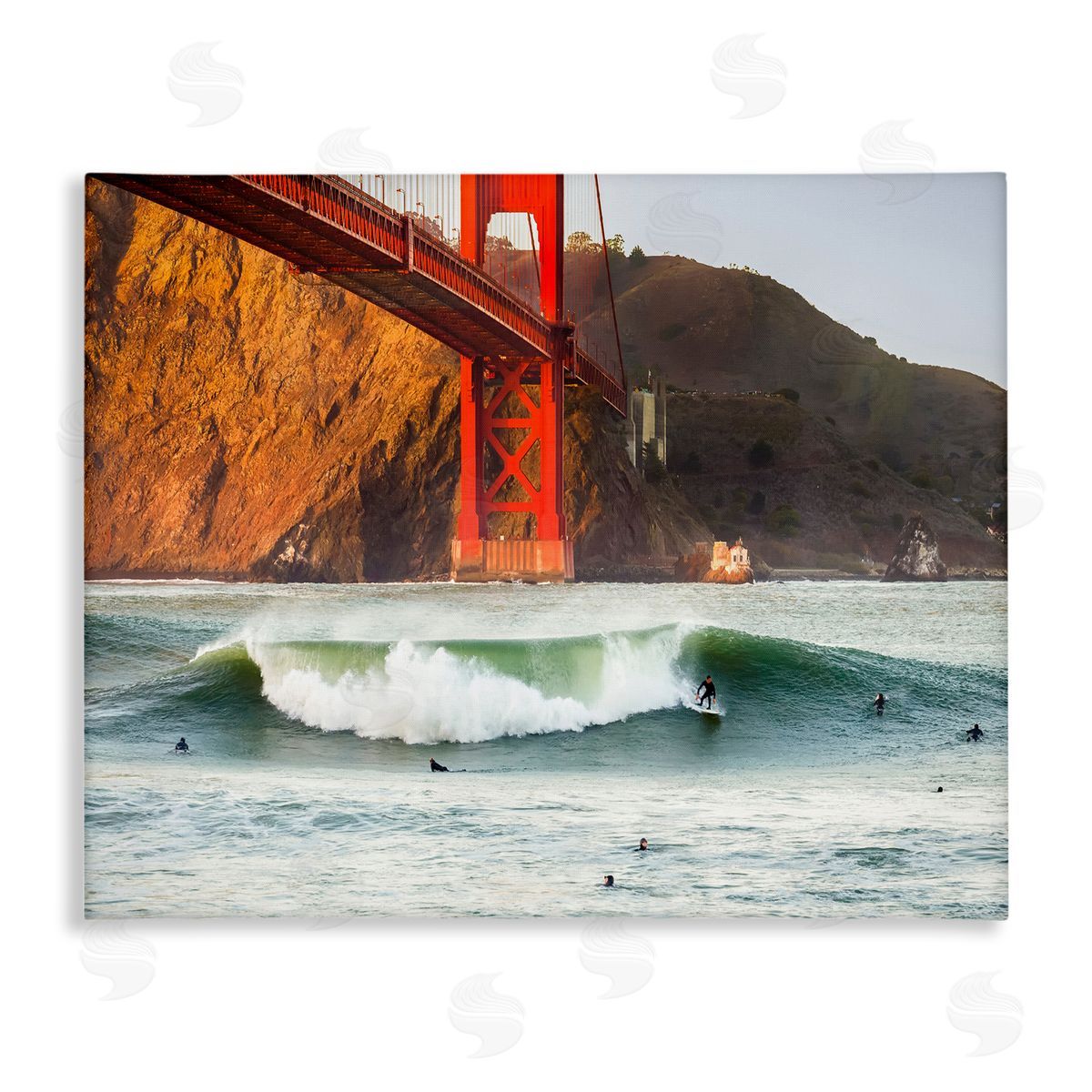 Golden Gate Surfers California Canvas Wall Art, Home Decor by Dave Gordon