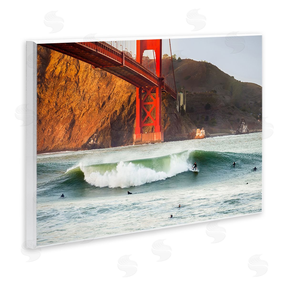Golden Gate Surfers California Wood Plaque Wall Art, Home Decor by Dave Gordon