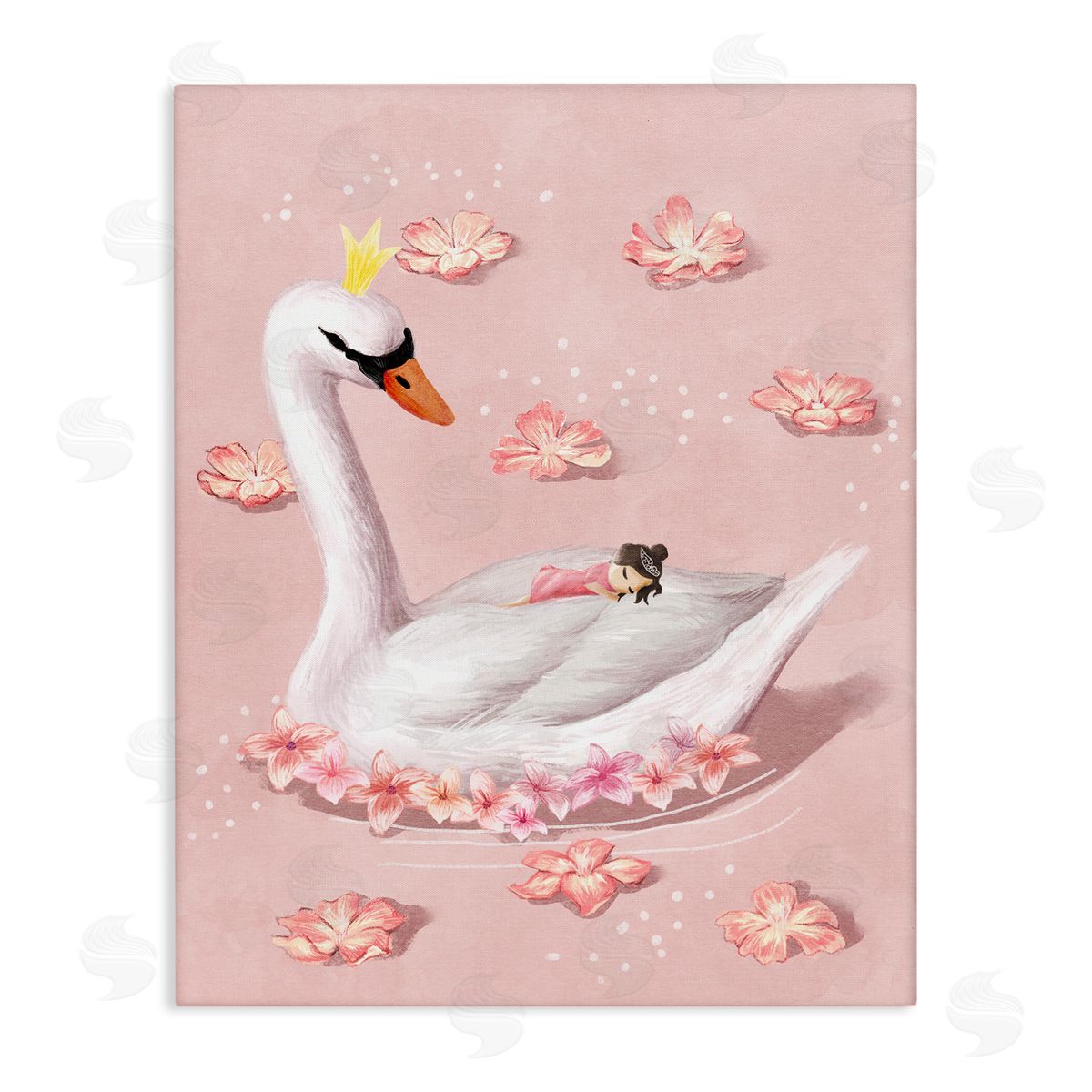 Nursery Swan with Princess Canvas Wall Art, Home Decor by Ziwei Li