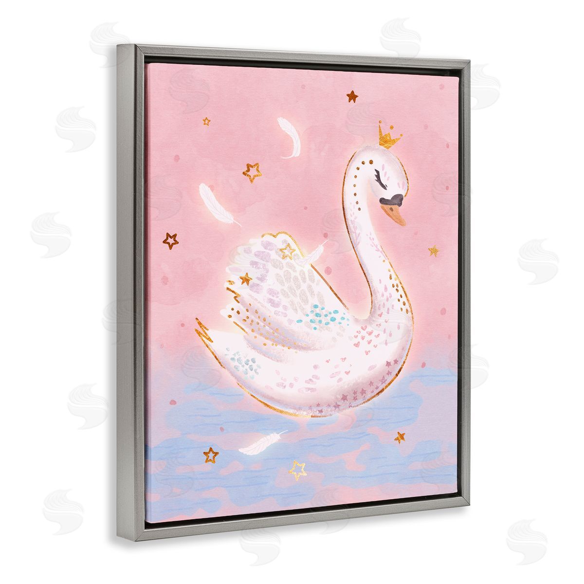 Princess Swan in Purple Lake Grey Floating Frame Canvas Wall Art, Home Decor by Ziwei Li