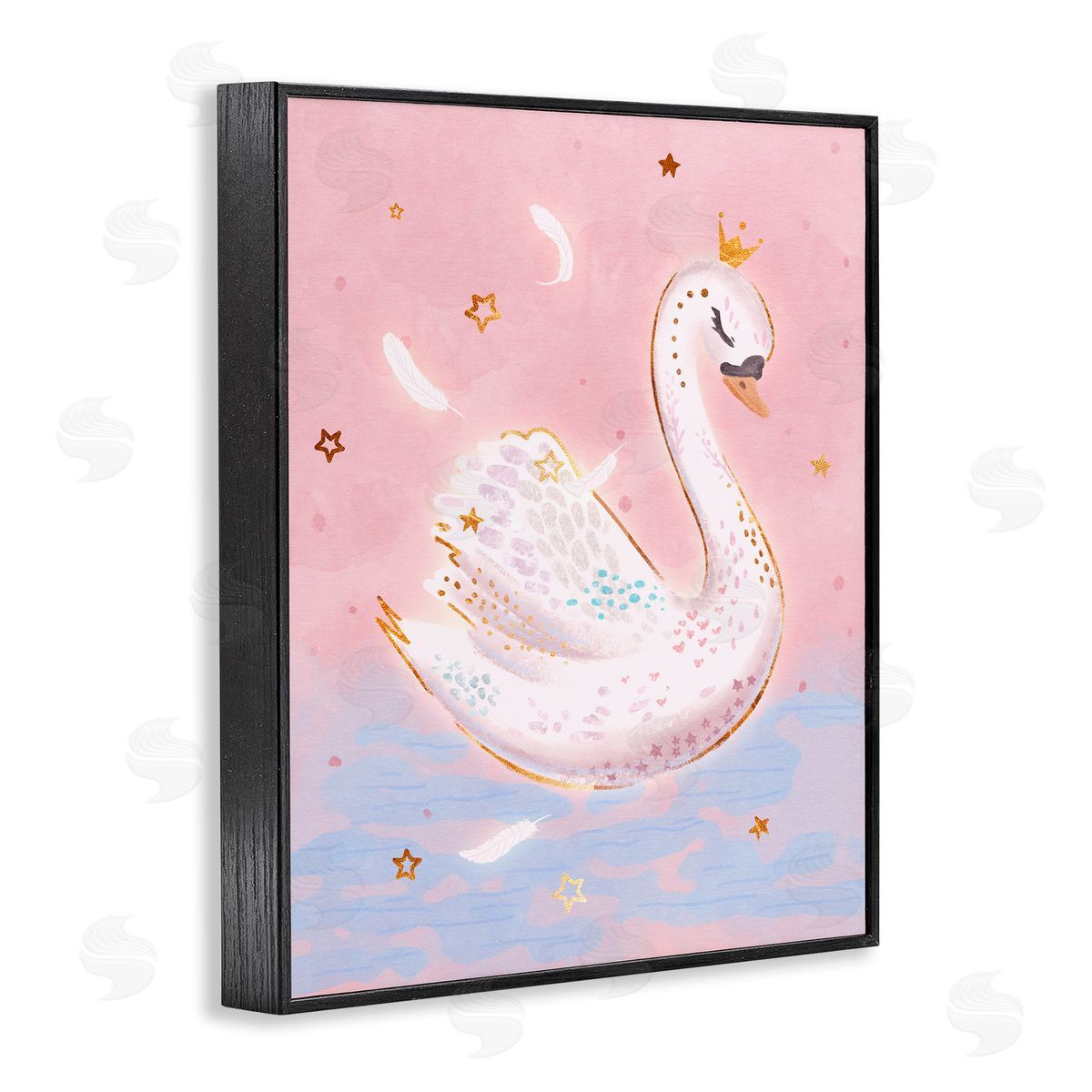 Princess Swan in Purple Lake Black Frame Print Wall Art, Home Decor by Ziwei Li
