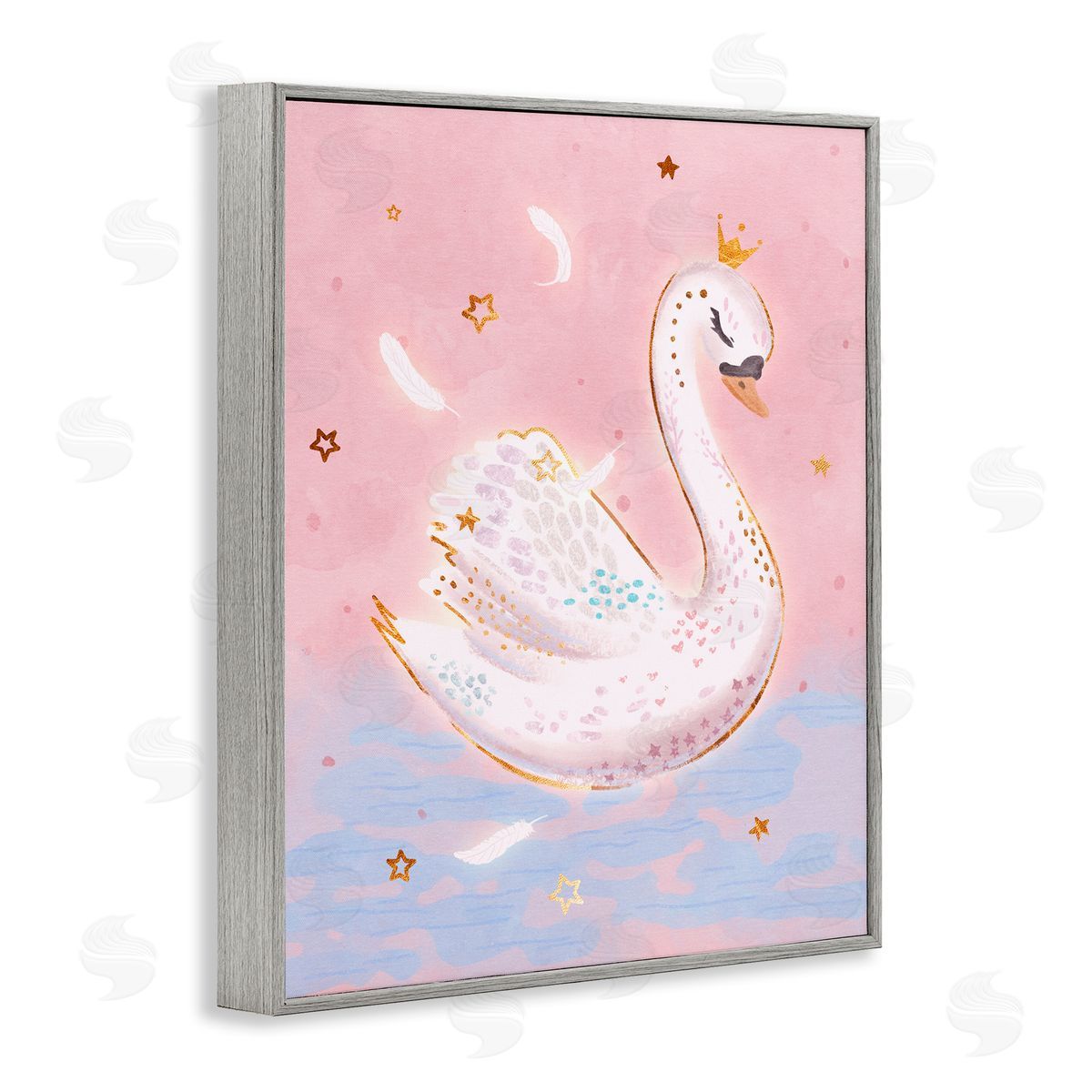 Princess Swan in Purple Lake Grey Frame Print Wall Art, Home Decor by Ziwei Li