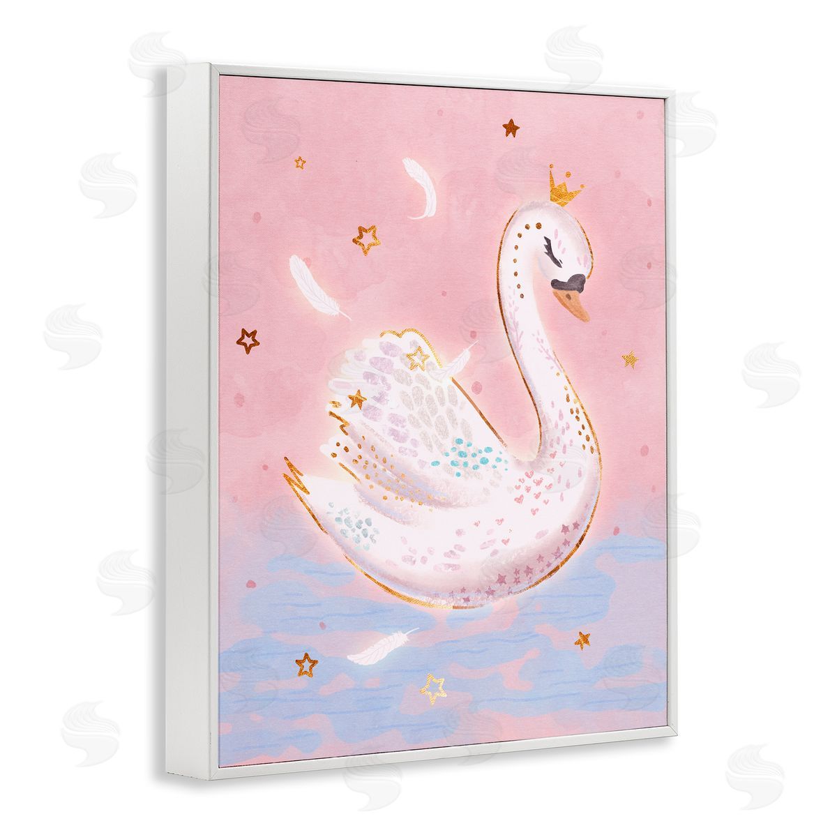 Princess Swan in Purple Lake White Frame Print Wall Art, Home Decor by Ziwei Li