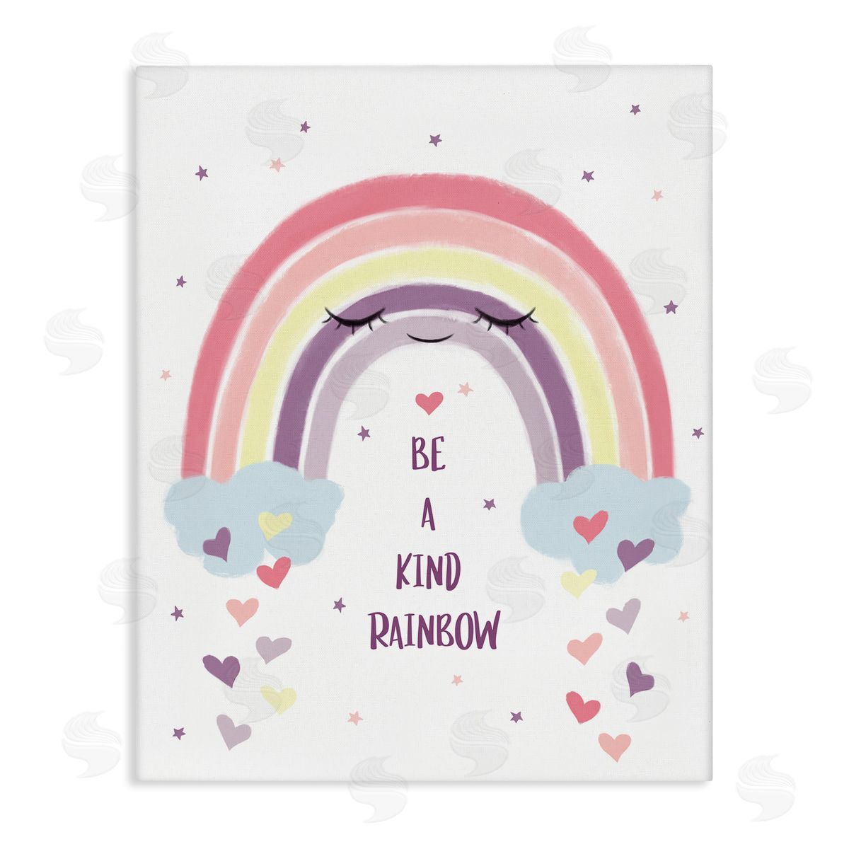 Be A Kind Rainbow with Hearts Canvas Wall Art, Home Decor by Ziwei Li