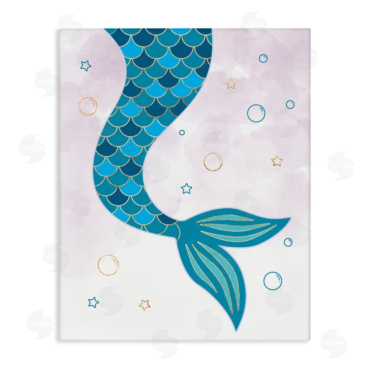 Mermaid Tail and Bubbles Canvas Wall Art, Home Decor by Ziwei Li