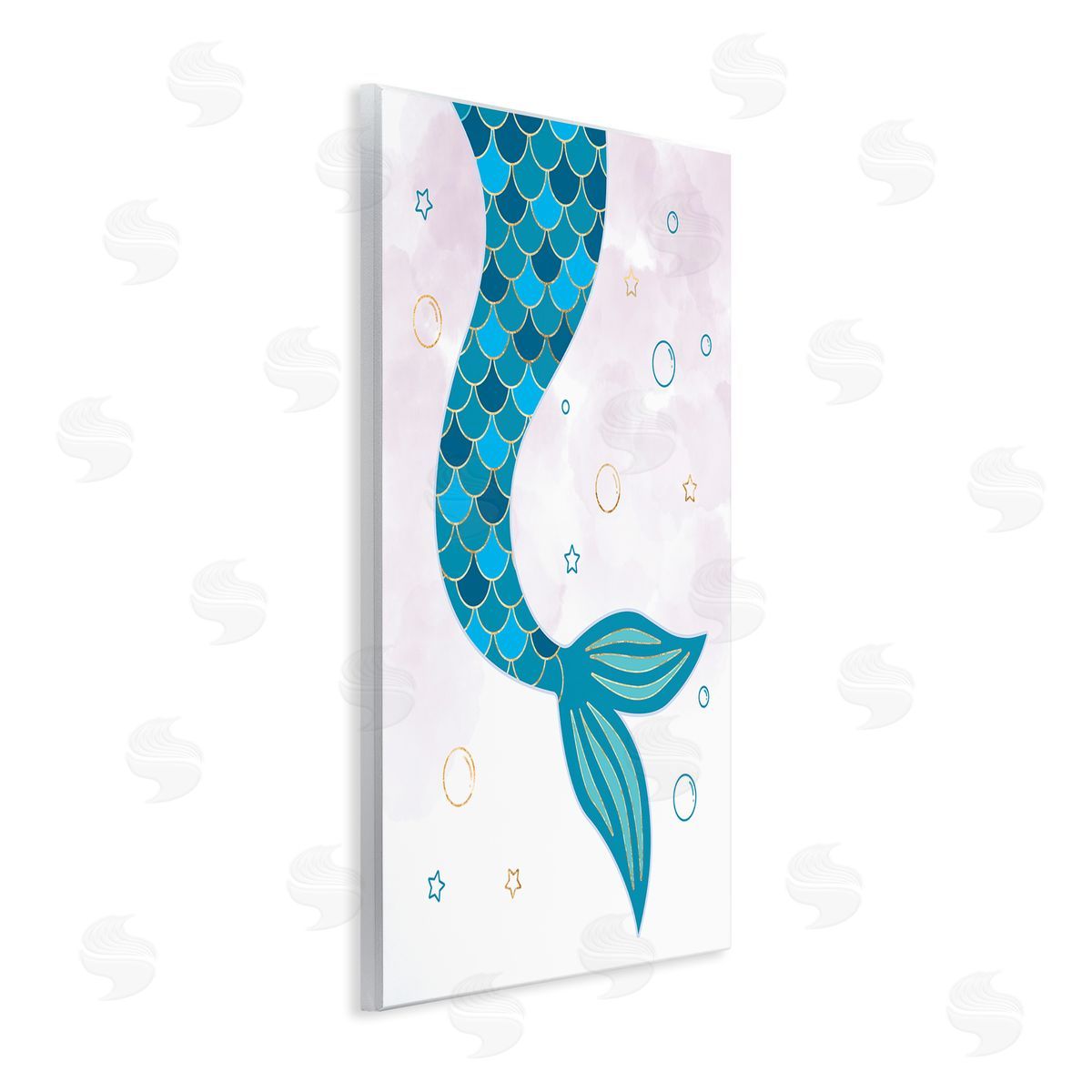 Mermaid Tail and Bubbles Wood Plaque Wall Art, Home Decor by Ziwei Li