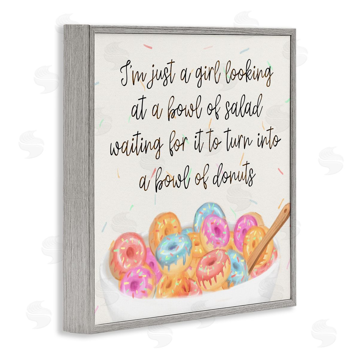 Just a Girl Looking for Donuts Grey Frame Print Wall Art, Home Decor by Ziwei Li