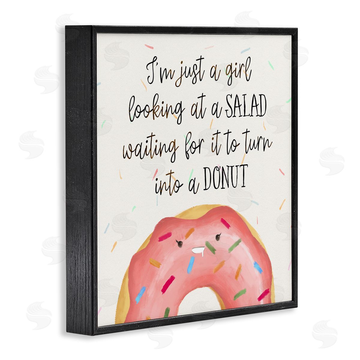 Just a Girl Looking at Salad Black Frame Print Wall Art, Home Decor by Ziwei Li