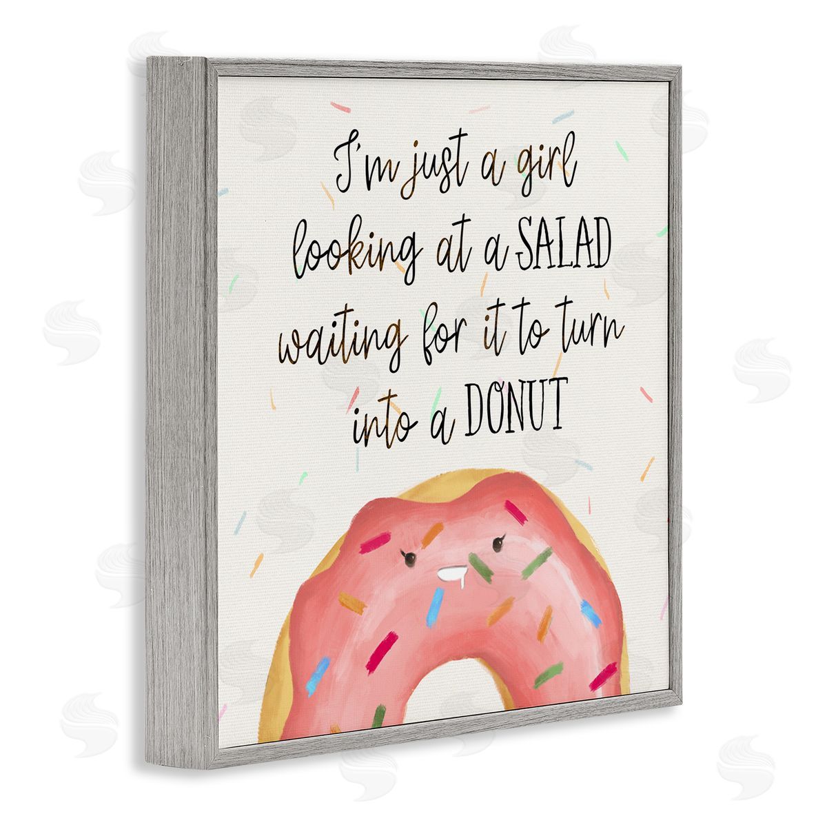 Just a Girl Looking at Salad Grey Frame Print Wall Art, Home Decor by Ziwei Li