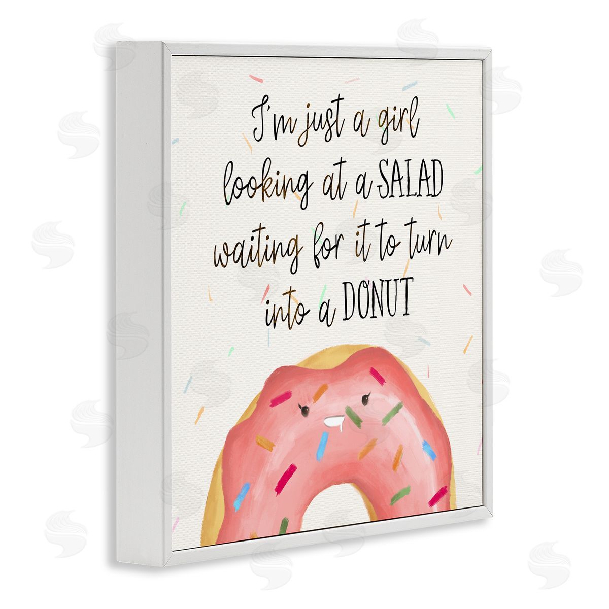 Just a Girl Looking at Salad White Frame Print Wall Art, Home Decor by Ziwei Li