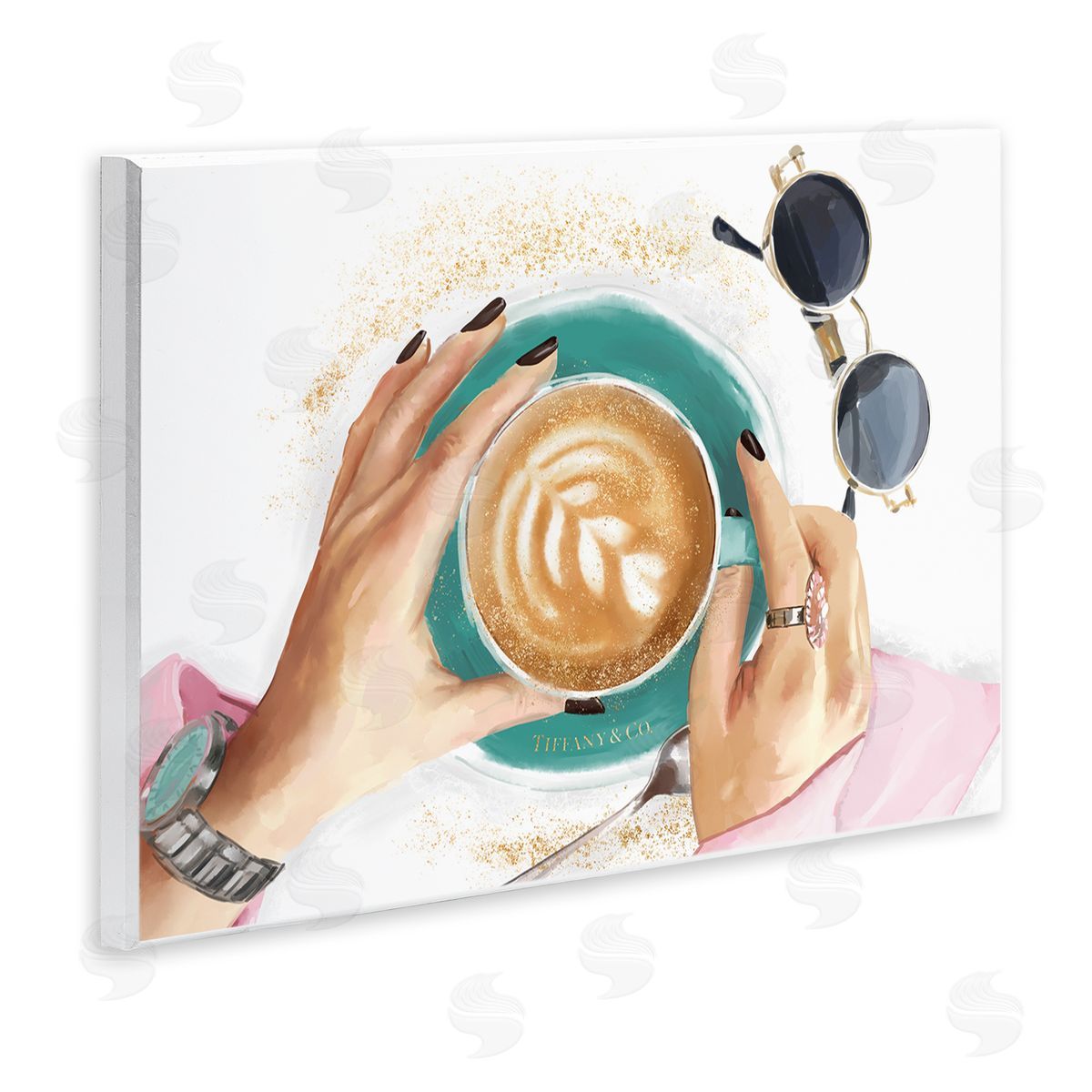 Latte Art with Fashion Accent Wood Plaque Wall Art, Home Decor by Ziwei Li