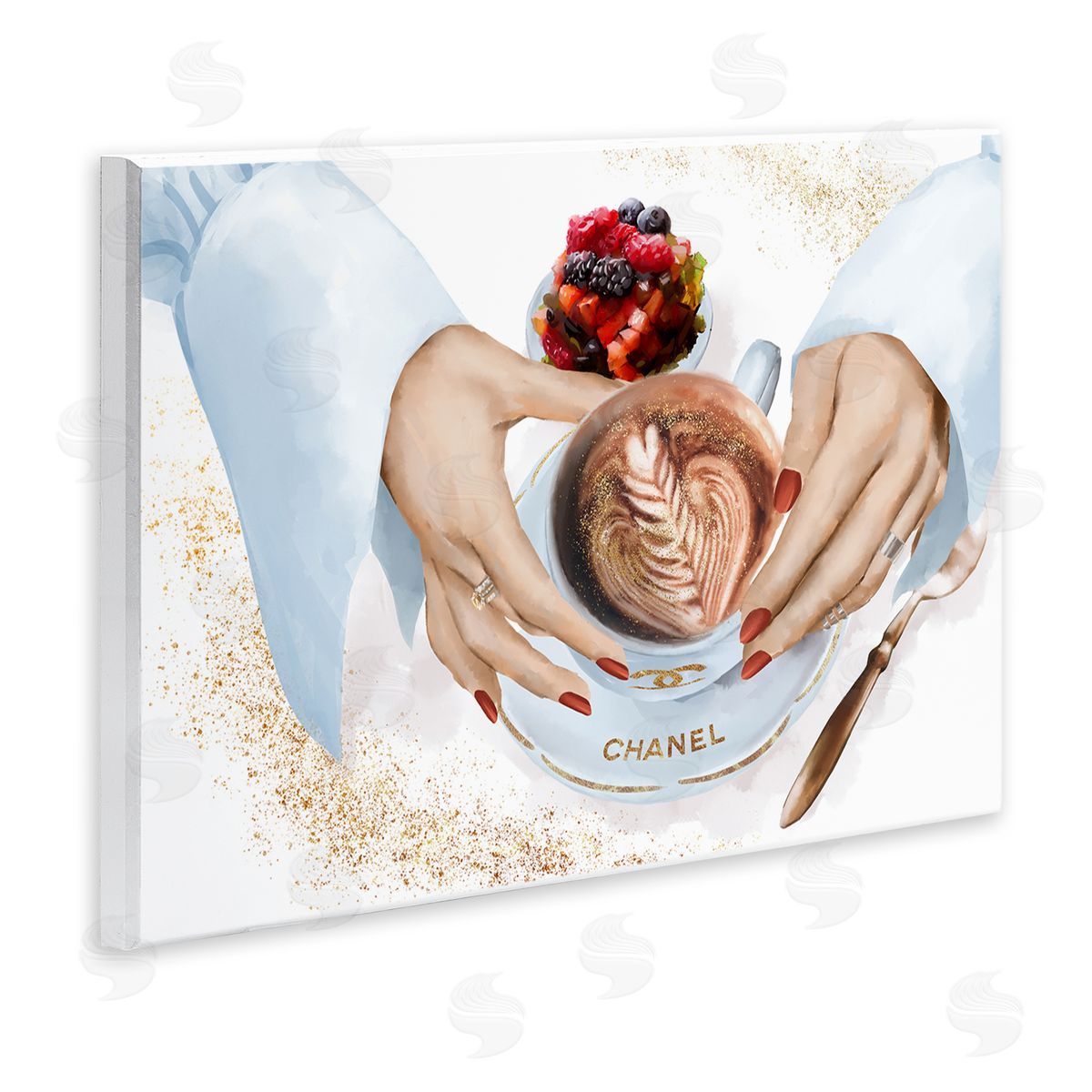Coffee Cup with Fashion Detail Wood Plaque Wall Art, Home Decor by Ziwei Li