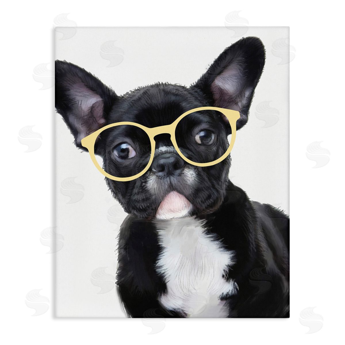 French Bulldog with Yellow Glasses Canvas Wall Art, Home Decor by Ziwei Li