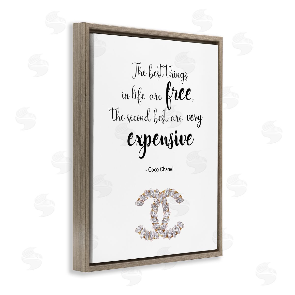 Best Things In Life Fashion Phrase Brown Floating Frame Canvas Wall Art, Home Decor by Ziwei Li