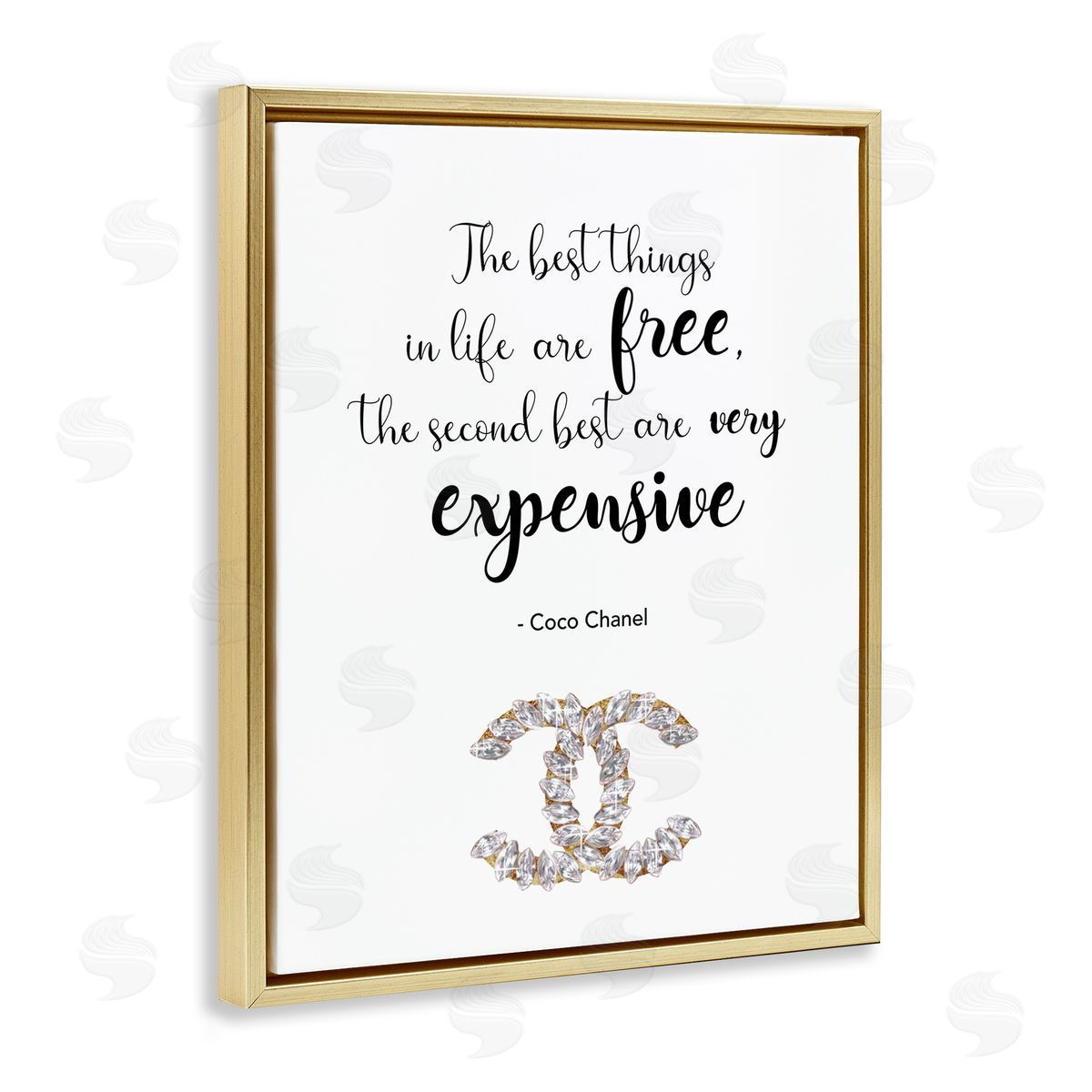 Best Things In Life Fashion Phrase Gold Floating Frame Canvas Wall Art, Home Decor by Ziwei Li