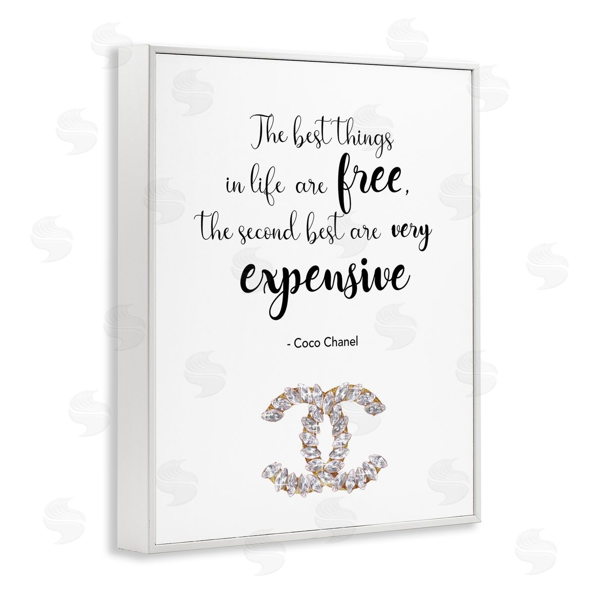 Best Things In Life Fashion Phrase White Frame Print Wall Art, Home Decor by Ziwei Li