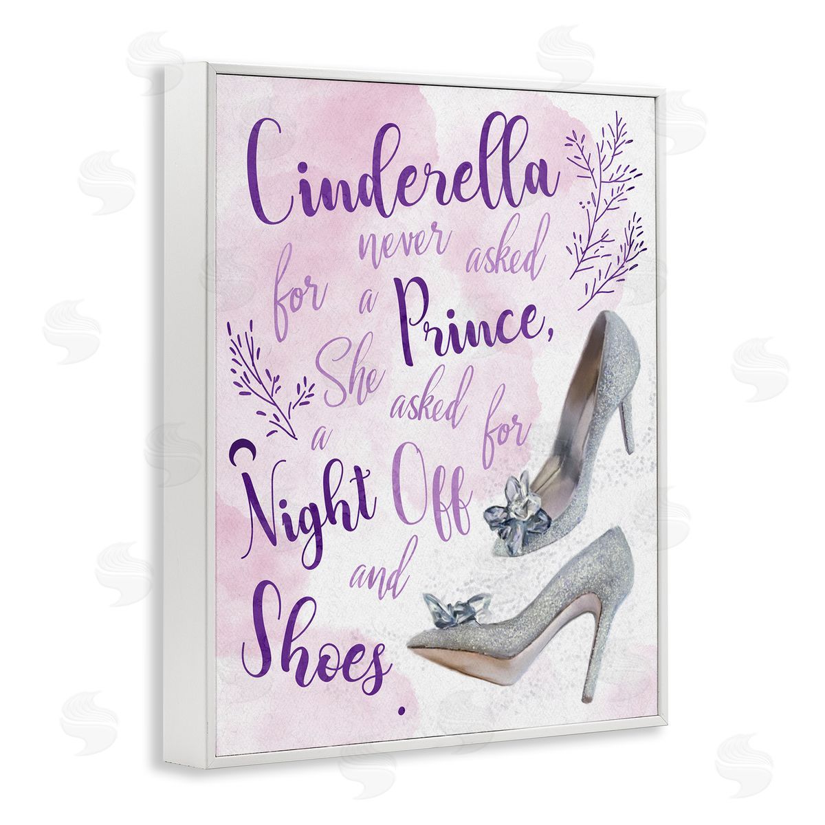 Princess's Night Off Quote White Frame Print Wall Art, Home Decor by Ziwei Li