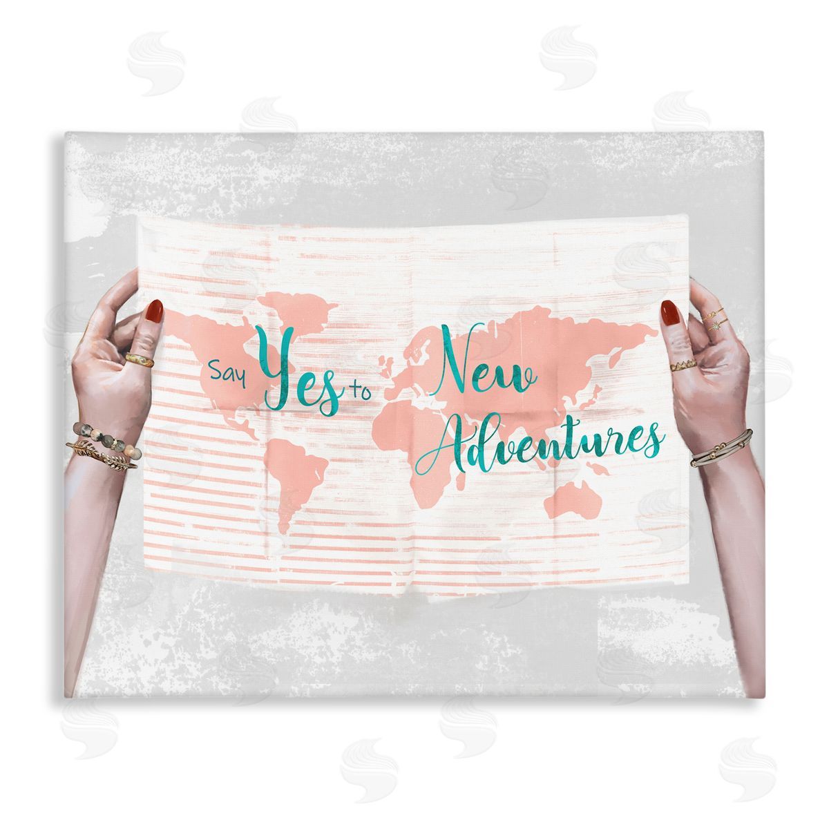 Yes to New Adventures Blue Pink Canvas Wall Art, Home Decor by Ziwei Li