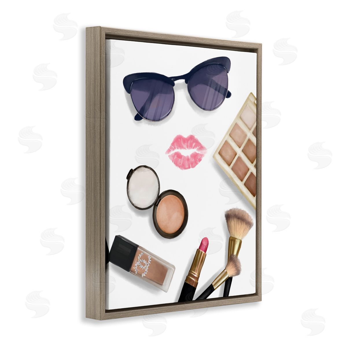 Fashion Accessories and Cosmetics Brown Floating Frame Canvas Wall Art, Home Decor by Ziwei Li