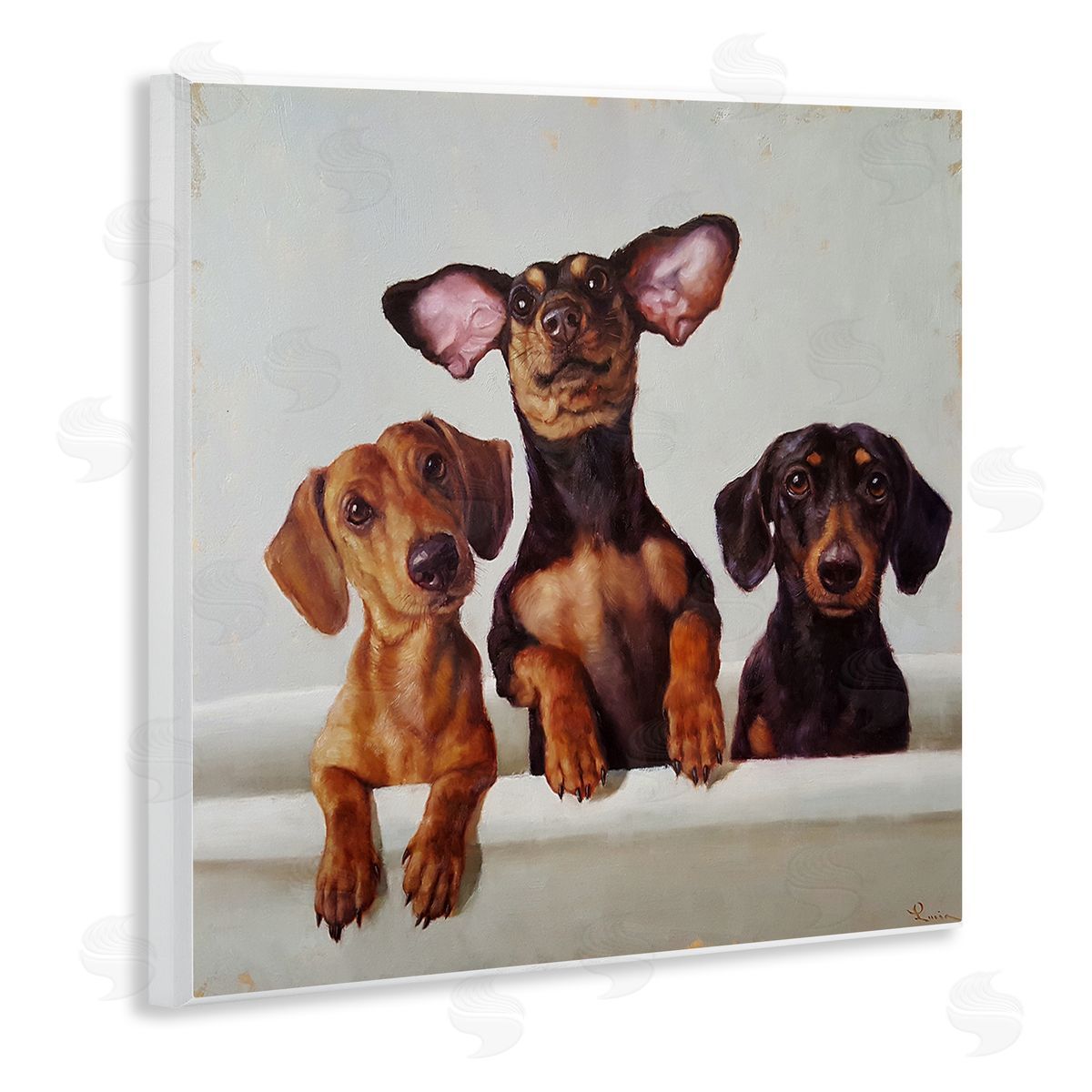 Dachshunds in Bathtub Wood Plaque Wall Art, Home Decor by Lucia Heffernan