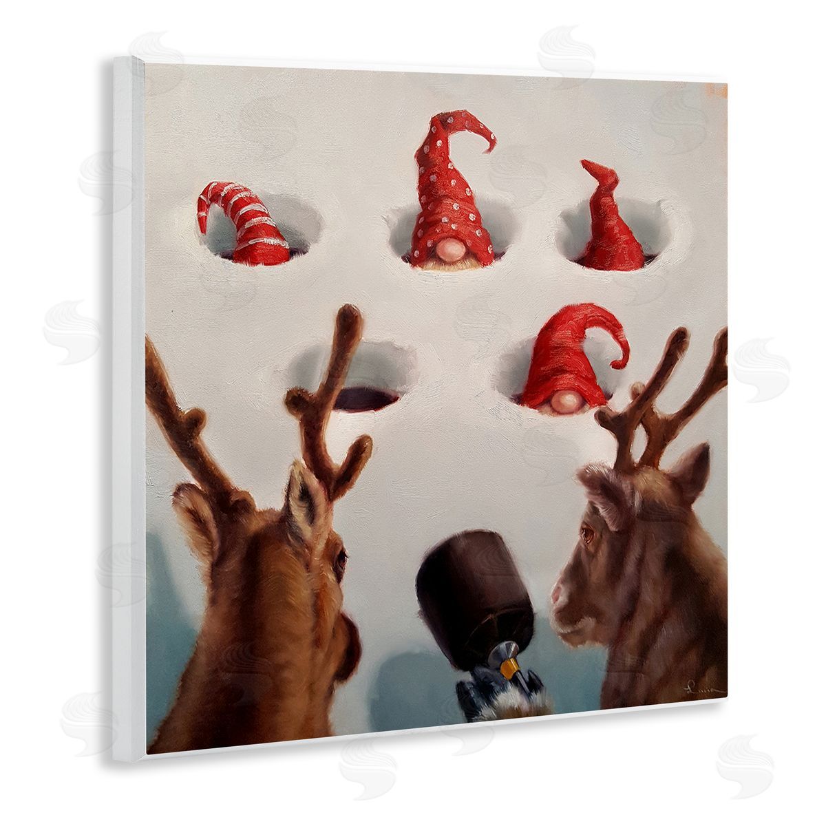 Holiday Whack an Elf Humor Wood Plaque Wall Art, Home Decor by Lucia Heffernan