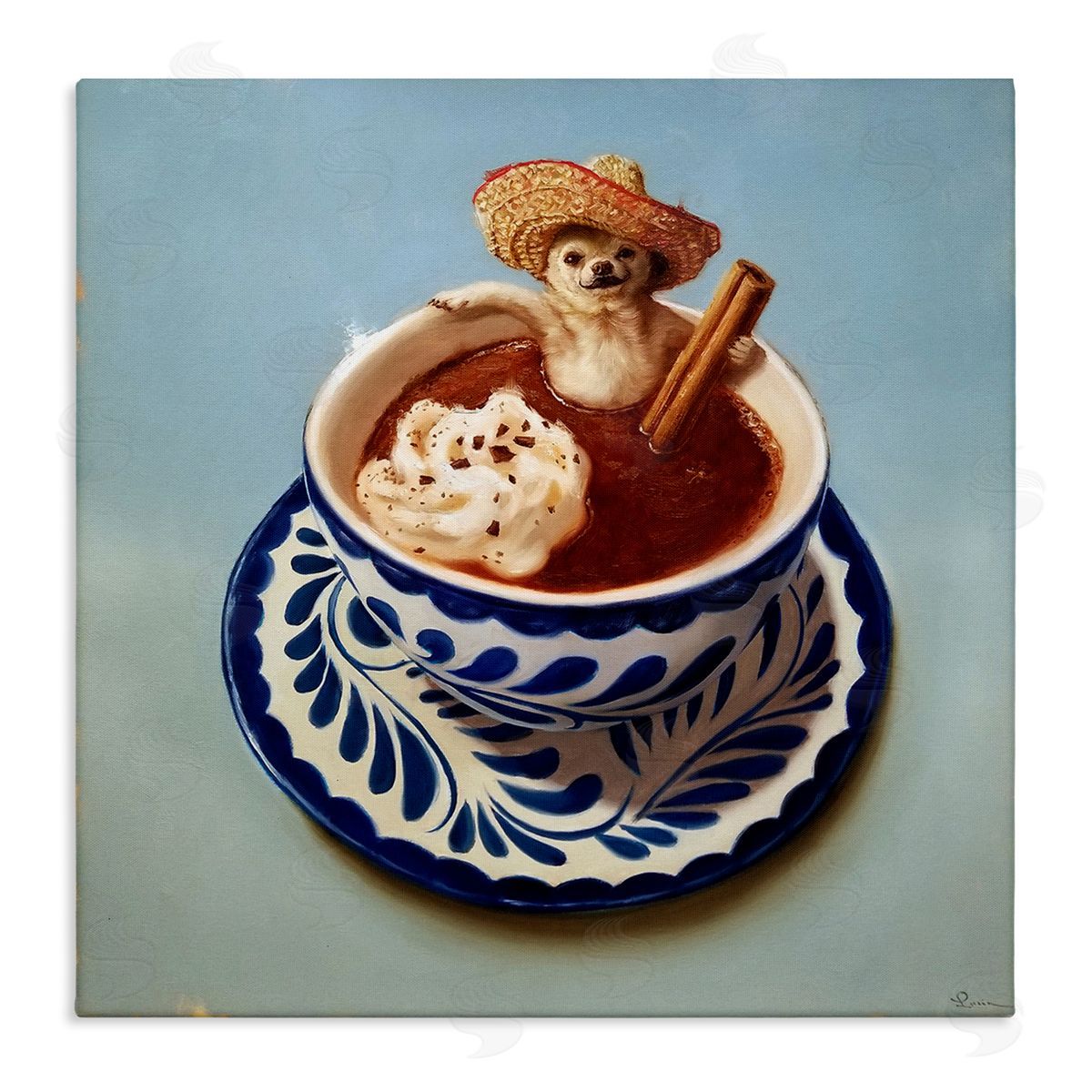 Chihuahua Hot Chocolate Humor Canvas Wall Art, Home Decor by Lucia Heffernan