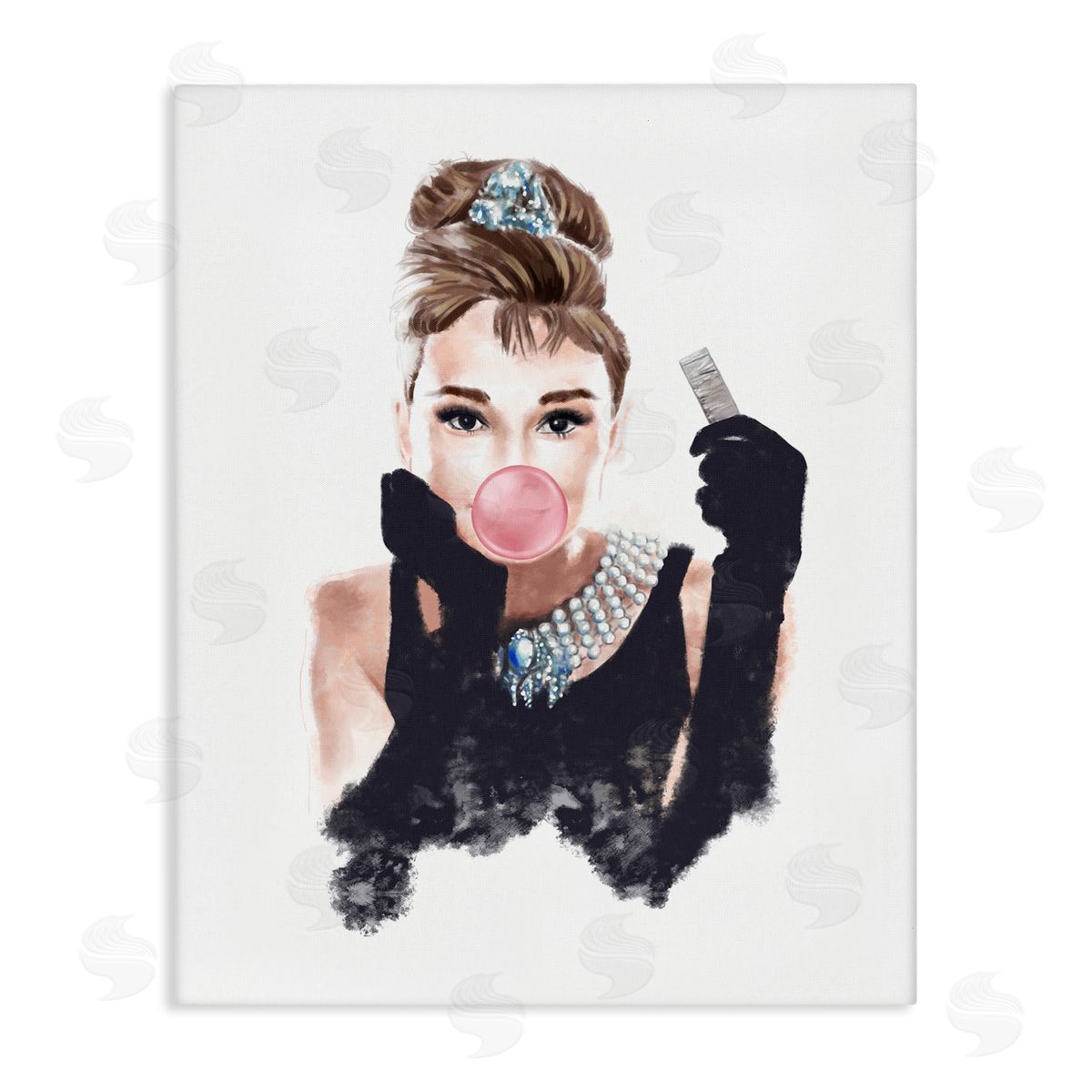 Audrey with Bubblegum Fashion Canvas Wall Art, Home Decor by Ziwei Li
