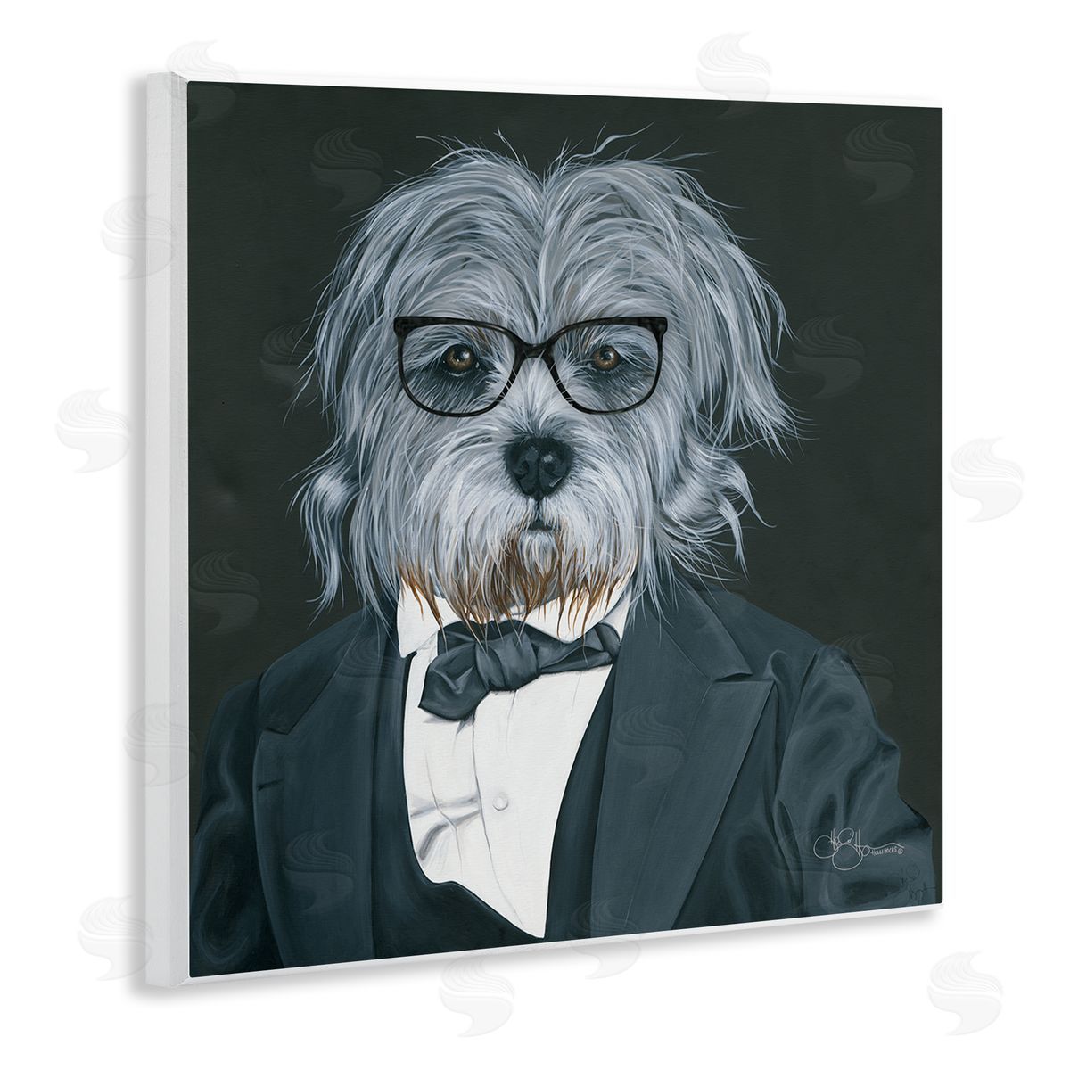 Shaggy Dog in Classy Suit Wood Plaque Wall Art, Home Decor by Hollihocks Art